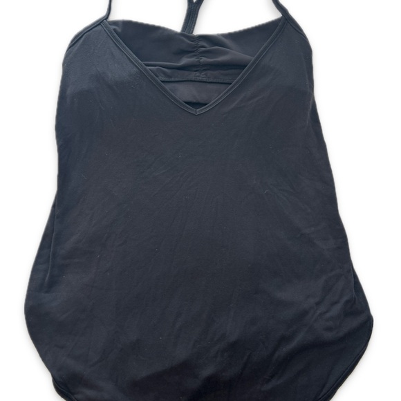 Lululemon black tank top, built in bra, v neck thin strap, size 4 - Picture 3 of 6